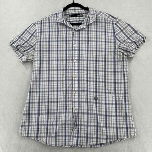 Love Moschino Men's Check Pattern Short Sleeve Polo Shirt White Collar Size 2XL